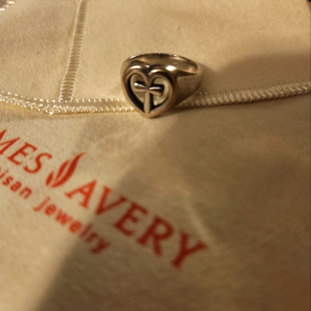 James Avery Retired Heart Cross Ring 6